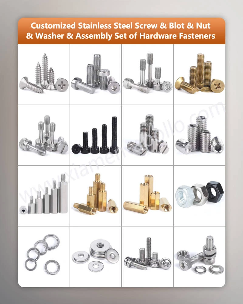 Customized Low Profile Flat Head, Blot, Nut, Washer, Assembly Set of Hardware Fasteners Customized Low Profile Flat Head, Blot, Nut, Washer, Assembly Set of Hardware Fasteners