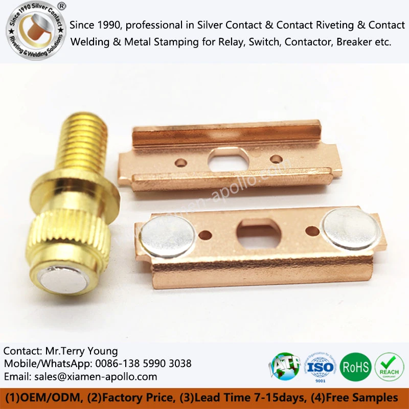 Silver Contact Brazing with Copper Plate and Brass Bolt Silver Contact Brazing with Copper Plate and Brass Bolt