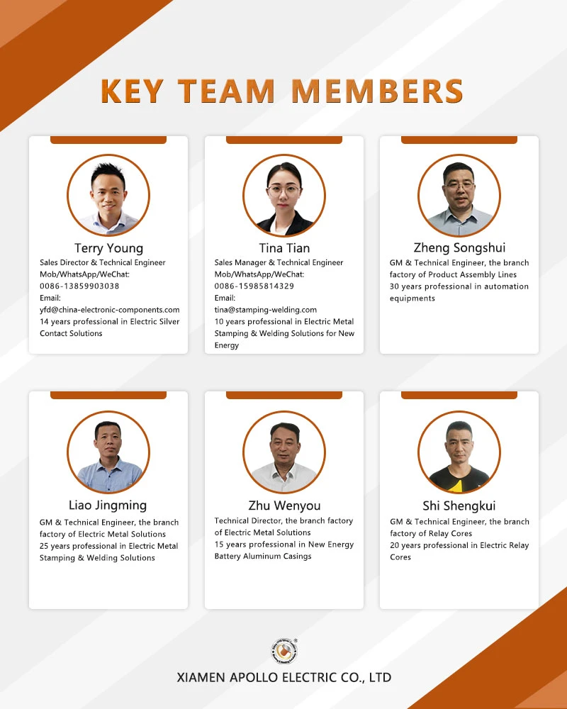 KEY TEAM MEMBERS for Gold Plated Copper Contacts KEY TEAM MEMBERS for Gold Plated Copper Contacts