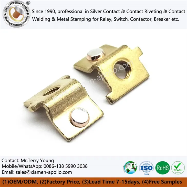 Сребрни контакт и месингани делови са заковицама